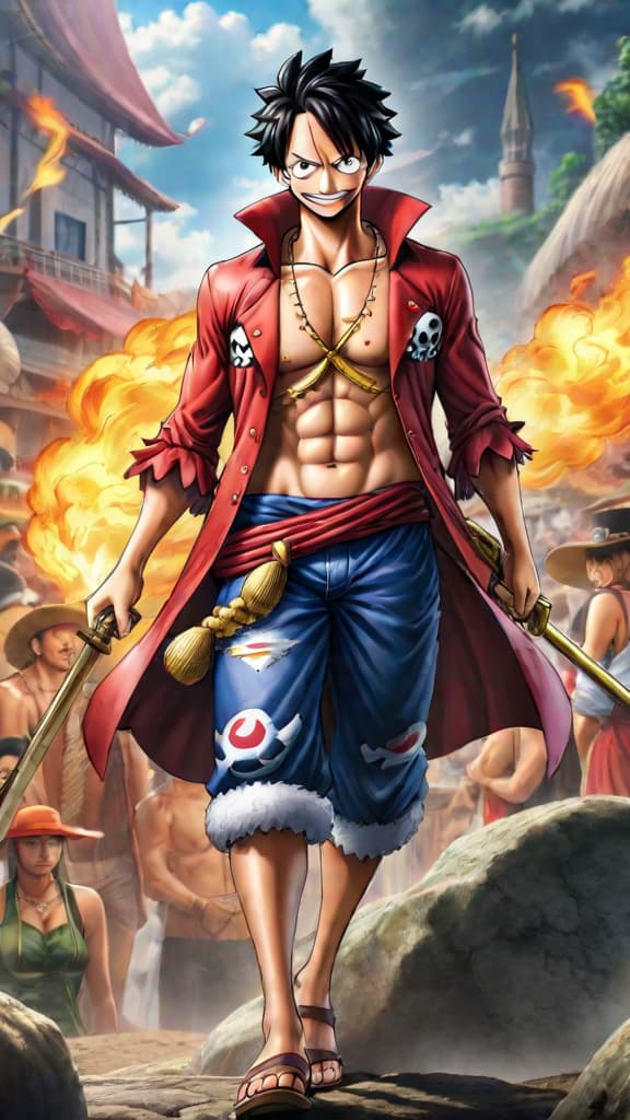  create an anime art of characters from "one piece" discussing who will rise next in haki ranks. hyperrealistic, full body, detailed clothing, highly detailed, cinematic lighting, stunningly beautiful, intricate, sharp focus, f/1. 8, 85mm, (centered image composition), (professionally color graded), ((bright soft diffused light)), volumetric fog, trending on instagram, trending on tumblr, HDR 4K, 8K