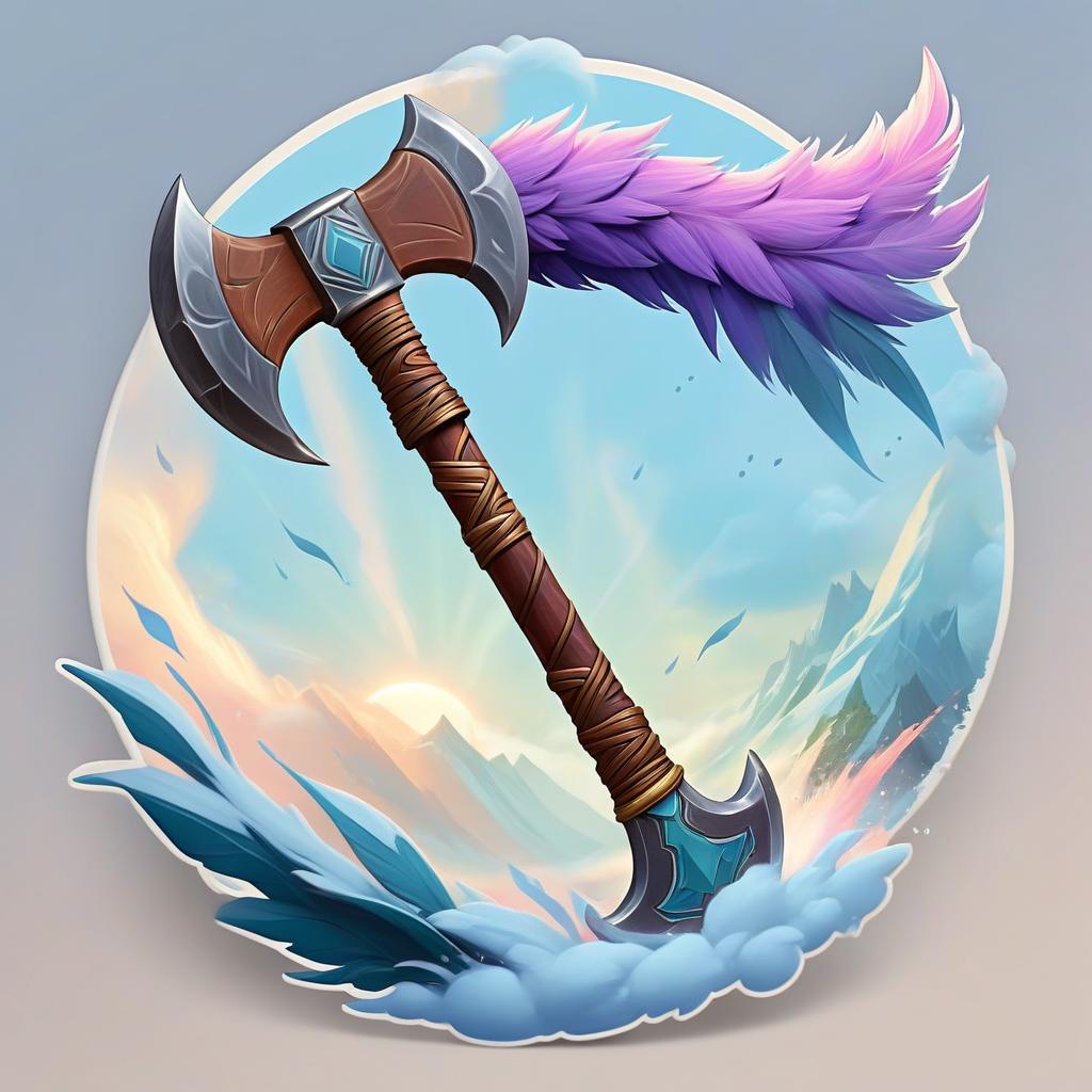  ethereal fantasy concept art of barbarian big battle axe, tribal accessories, rpg class minimal badge logo . magnificent, celestial, ethereal, painterly, epic, majestic, magical, fantasy art, cover art, dreamy, sticker