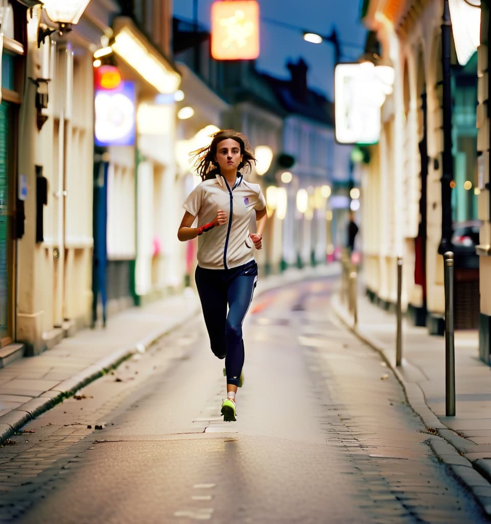  cinematic photo a deserted street, two o'clock in the morning, she runs, runs along the shops, he stands looking after her. . 35mm photograph, film, bokeh, professional, 4k, highly detailed, perfecteyes, perfect hands, film photography style