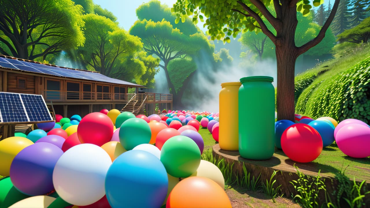  a vibrant factory scene in california, showcasing colorful eco friendly toys being crafted from recycled materials, surrounded by lush greenery, solar panels, and workers smiling as they create sustainable products. hyperrealistic, full body, detailed clothing, highly detailed, cinematic lighting, stunningly beautiful, intricate, sharp focus, f/1. 8, 85mm, (centered image composition), (professionally color graded), ((bright soft diffused light)), volumetric fog, trending on instagram, trending on tumblr, HDR 4K, 8K