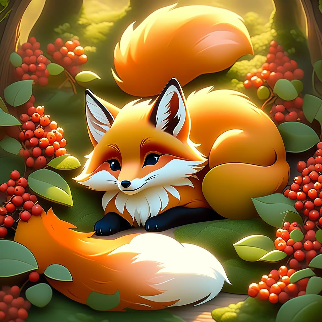  dreamscape (frame):gold round frame decorated with fancy oak leaves and rowan berries. (picture). animalism in fantasy style: little fox sleeping in the arms of big mum fox. appearance of a fox:sweetly sleeping curled up in a ball. (colours):orange, red, white, beige, gold, all shades of green, brown, brown gold. (style):animalism, fantasy, fairy tale, tenderness, kindness, calmness, cartoon . surreal, ethereal, dreamy, mysterious, fantasy, highly detailed, civitai, hkmagic hyperrealistic, full body, detailed clothing, highly detailed, cinematic lighting, stunningly beautiful, intricate, sharp focus, f/1. 8, 85mm, (centered image composition), (professionally color graded), ((bright soft diffused light)), volumetric fog, trending on instagram, trending on tumblr, HDR 4K, 8K