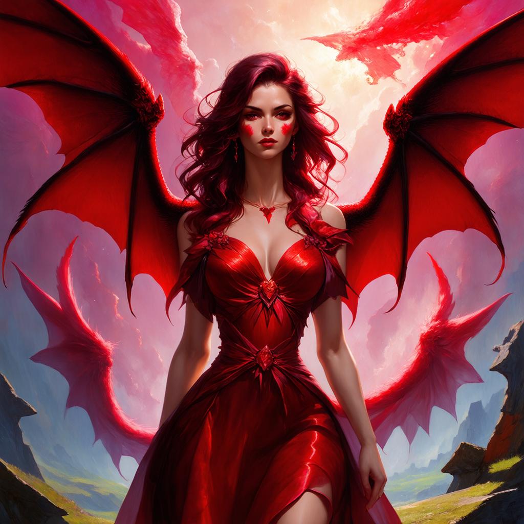  ethereal fantasy concept art of red skinned succubus busty .. magnificent, celestial, ethereal, painterly, epic, majestic, magical, fantasy art, cover art, dreamy