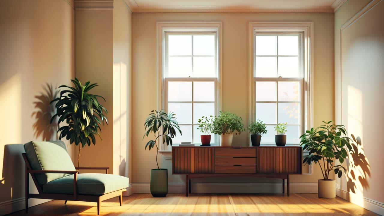  a serene, decluttered room featuring a single chair, a small potted plant, and soft natural light streaming through a large window, embodying the essence of minimalist living and tranquility. hyperrealistic, full body, detailed clothing, highly detailed, cinematic lighting, stunningly beautiful, intricate, sharp focus, f/1. 8, 85mm, (centered image composition), (professionally color graded), ((bright soft diffused light)), volumetric fog, trending on instagram, trending on tumblr, HDR 4K, 8K