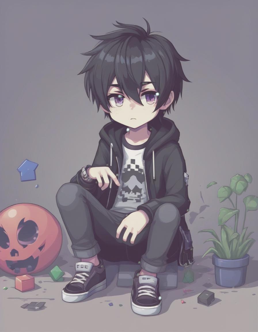  pixel art emo boy . low res, blocky, pixel art style, 8 bit graphics