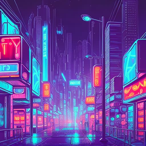  sci fi, concept art, A city at night. neon lights
