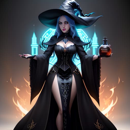  The witch with a potion in her hands., (logo:1.3), vector graphics, brand, design, inspired, (straight:1.3), (symmetrical:0.4) hyperrealistic, full body, detailed clothing, highly detailed, cinematic lighting, stunningly beautiful, intricate, sharp focus, f/1. 8, 85mm, (centered image composition), (professionally color graded), ((bright soft diffused light)), volumetric fog, trending on instagram, trending on tumblr, HDR 4K, 8K