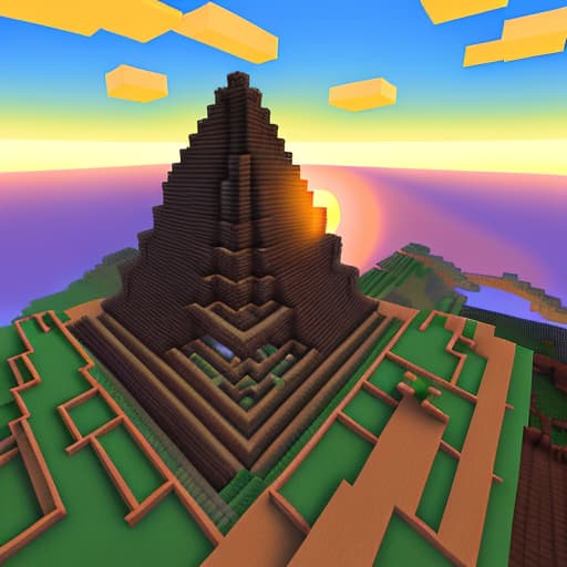  Giant minecraft mountain sunset