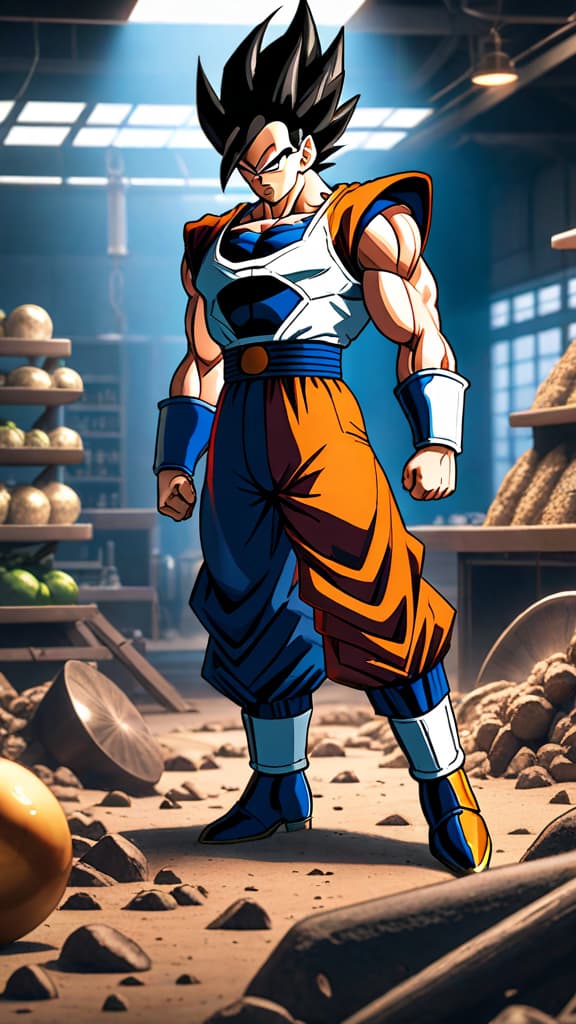  dragon ball z anime art, vegeta standing over the remains of dr. gero's lab, parts of androids scattered hyperrealistic, full body, detailed clothing, highly detailed, cinematic lighting, stunningly beautiful, intricate, sharp focus, f/1. 8, 85mm, (centered image composition), (professionally color graded), ((bright soft diffused light)), volumetric fog, trending on instagram, trending on tumblr, HDR 4K, 8K