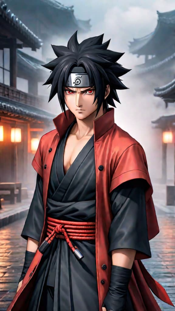  anime art: shisui uchiha's mangekyō sharingan unleashes the potent kotoamatsukami genjutsu, altering history's course. hyperrealistic, full body, detailed clothing, highly detailed, cinematic lighting, stunningly beautiful, intricate, sharp focus, f/1. 8, 85mm, (centered image composition), (professionally color graded), ((bright soft diffused light)), volumetric fog, trending on instagram, trending on tumblr, HDR 4K, 8K