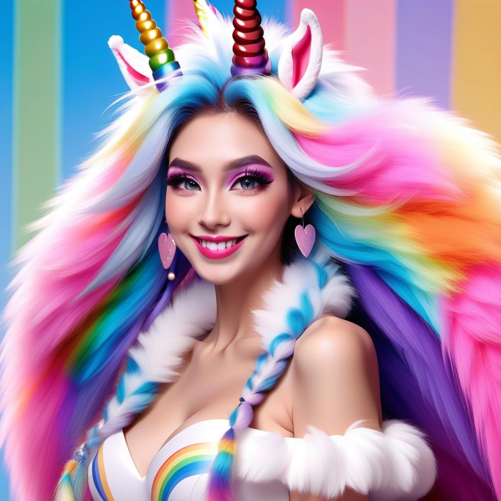  slender body, , , sweet, giant height, furry, goddess , queen unicorn, with giant fluffy ears with chic fur inside, large s of tenth size, a big , with a rainbow long mane, hairstyle fluffy, on the face of a smile and a loving look with a raised eyebrow and chic makeup, giant overgrown lipsticks, and a giant fluffy four fluffed tail, a giant fur fluffed fur flies, a fur fluffed fly fly fluffed fly fly fluffed fly fly fly fly fly fly fly fly fly fly fly fly fly fly fly fly fly fly fluffed fly fly fly fly flying fly fly fly fly fly fly fly fly fly fly