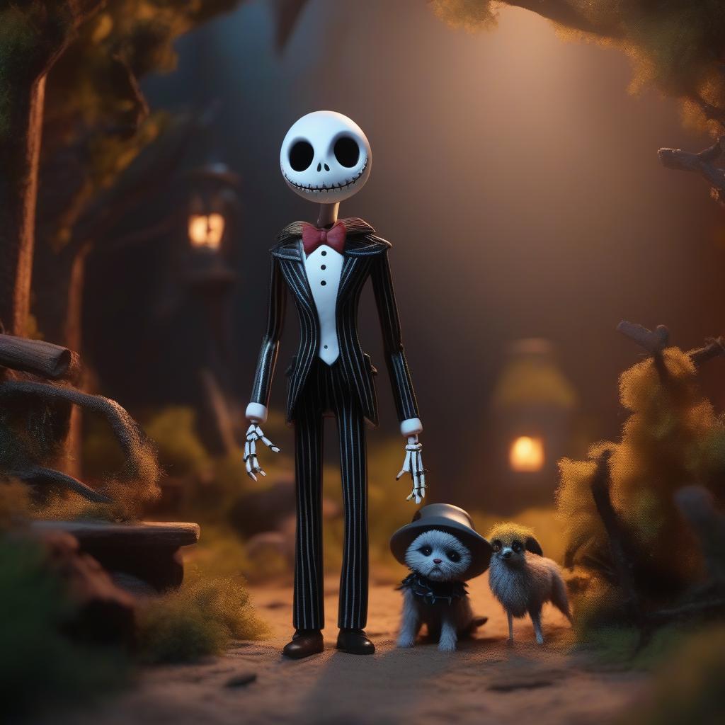  Jack Skellington and Sally Finklestein expecting a new born from Sally being , , look like a form of Jason Voorhees, style of Tim Burton, stop motion animation, depth of field, cinematic composition, ((masterpiece)), best quality, very detailed, high resolution, sharp, sharp image, extremely detailed, 4k, 8k