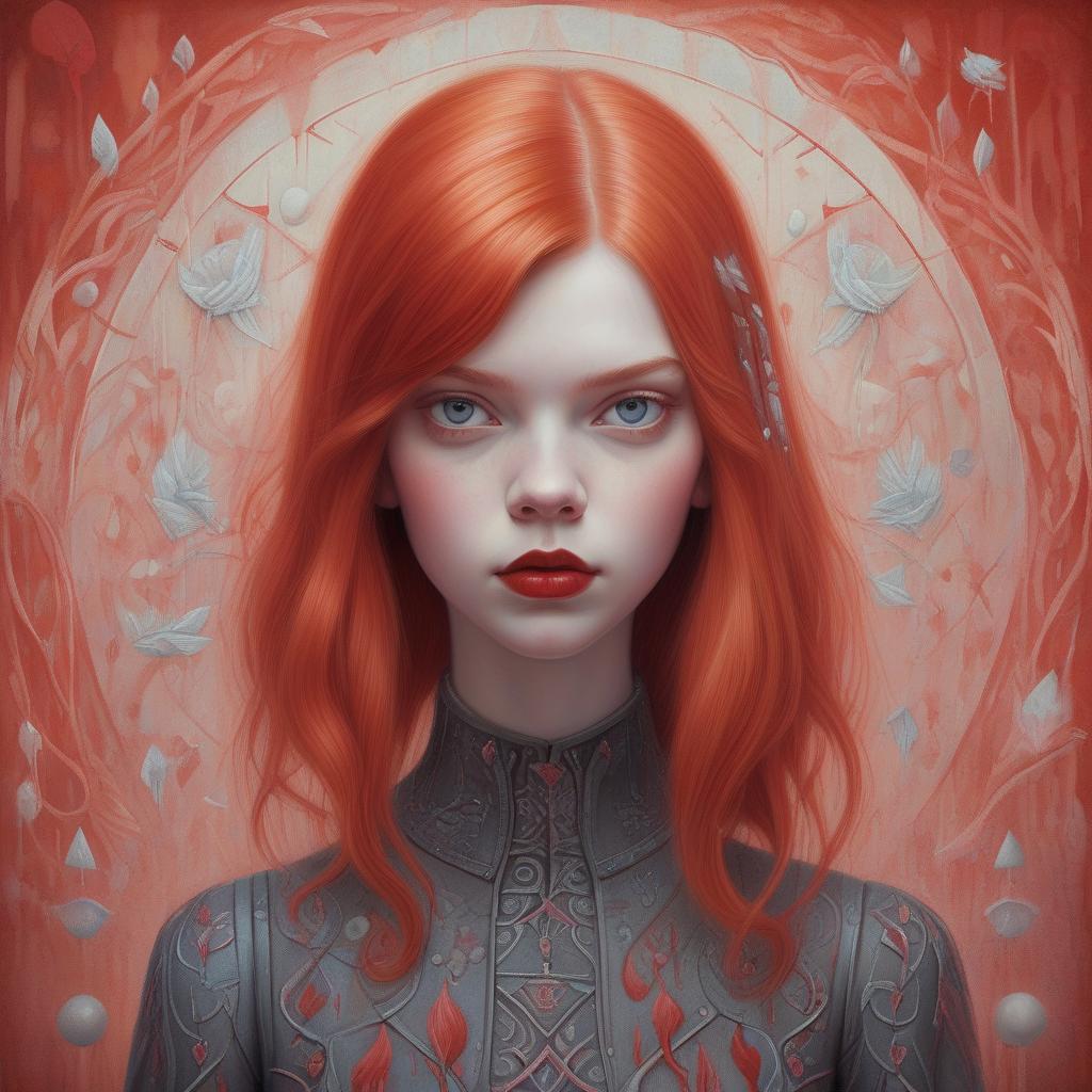  gouache paint painting of a red head anya taylor joy, pastel goth color, dreamy, surrealism, abstract painted background with gouache paint strokes, intricate details, 3d rendering, octane rendering . nicoletta ceccoli style, virgil finlay, tsubaki nekoi, vasanti unka, hiroshi masumura, chiho saito,