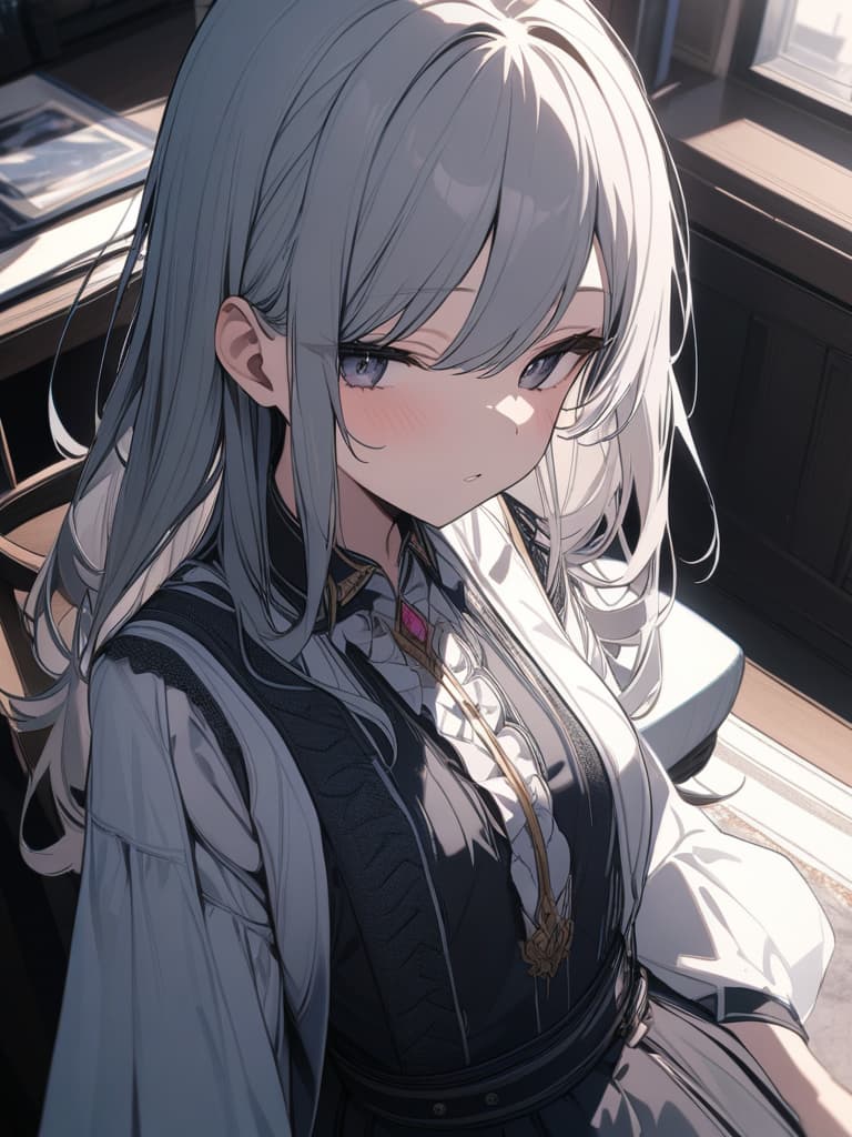  cute, subculture, gray hair, moe sleeves, cute clothes, masterpiece, best quality,8k,ultra detailed,high resolution,an extremely delicate and beautiful,hyper detail