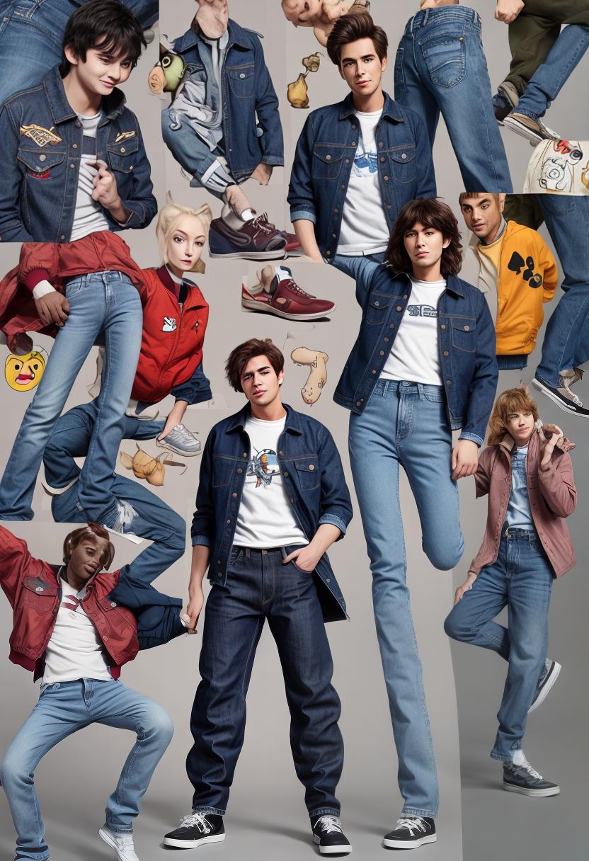  A animated character wear a jacket and jeans