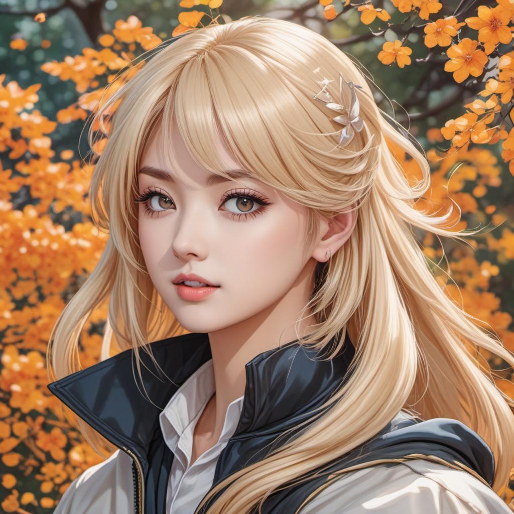  blonde girl, anime style, manga style, manhwa style