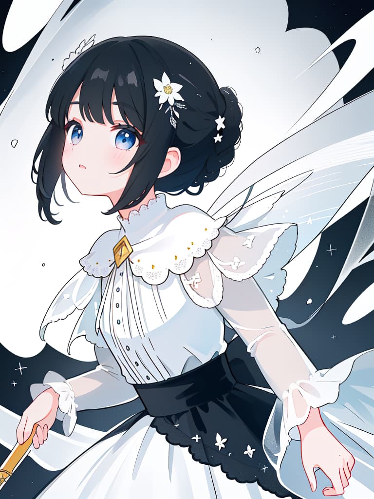  a girl with a black hair in a white dress, masterpiece, best quality,8k,ultra detailed,high resolution,an extremely delicate and beautiful,hyper detail