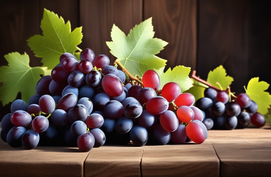  Rustic Wooden Table with Grapes., Harvest time, a stage in the winemaking process, les vendanges ar 3:2 high quality, detailed intricate insanely detailed, flattering light, RAW photo, photography, photorealistic, ultra detailed, depth of field, 8k resolution , detailed background, f1.4, sharpened focus