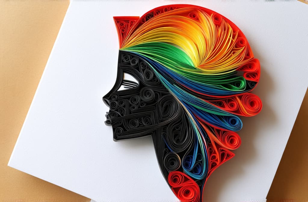  the woman's head is made in the quilling style. ar 3:2 {prompt}, maximum details