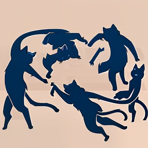  cats dance, indie game art, (vector art, borderlands style, arcane style, cartoon style), line art, disctinct features, hand drawn, technical illustration, graphic design, vector graphics, high contrast, precision artwork, linear compositions, scalable artwork, digital art, cinematic sensual, sharp focus, humorous illustration, big depth of field, masterpiece, trending on artstation, vivid colors, trending on artstation, trending on cgsociety, intricate, low detail, dramatic