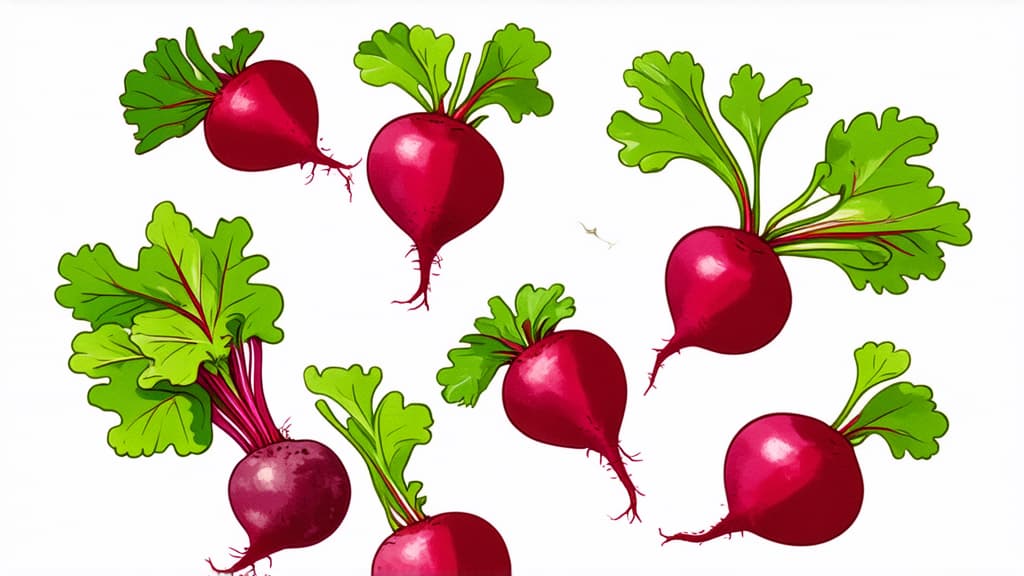  flat illustration, flaticon, (illustration:1.15), beetroot on a white background ar 16:9, [cory loftis, strobist, pascal campion :: 0.2]