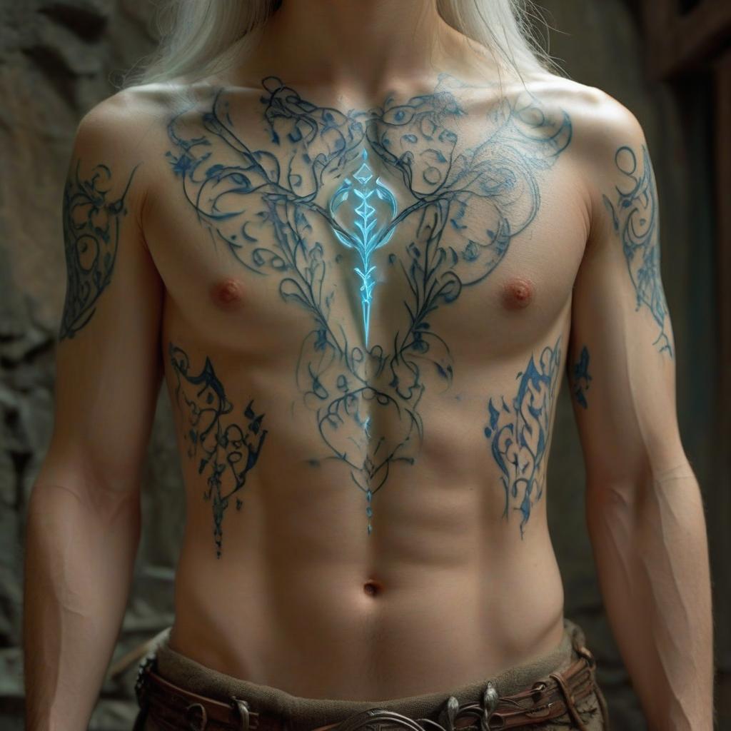  blue tattoo in elvish language, hkmagic