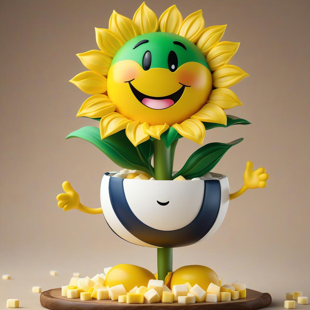  sunflower banana marshmallow character, award winning, professional, highly detailed, masterpiece