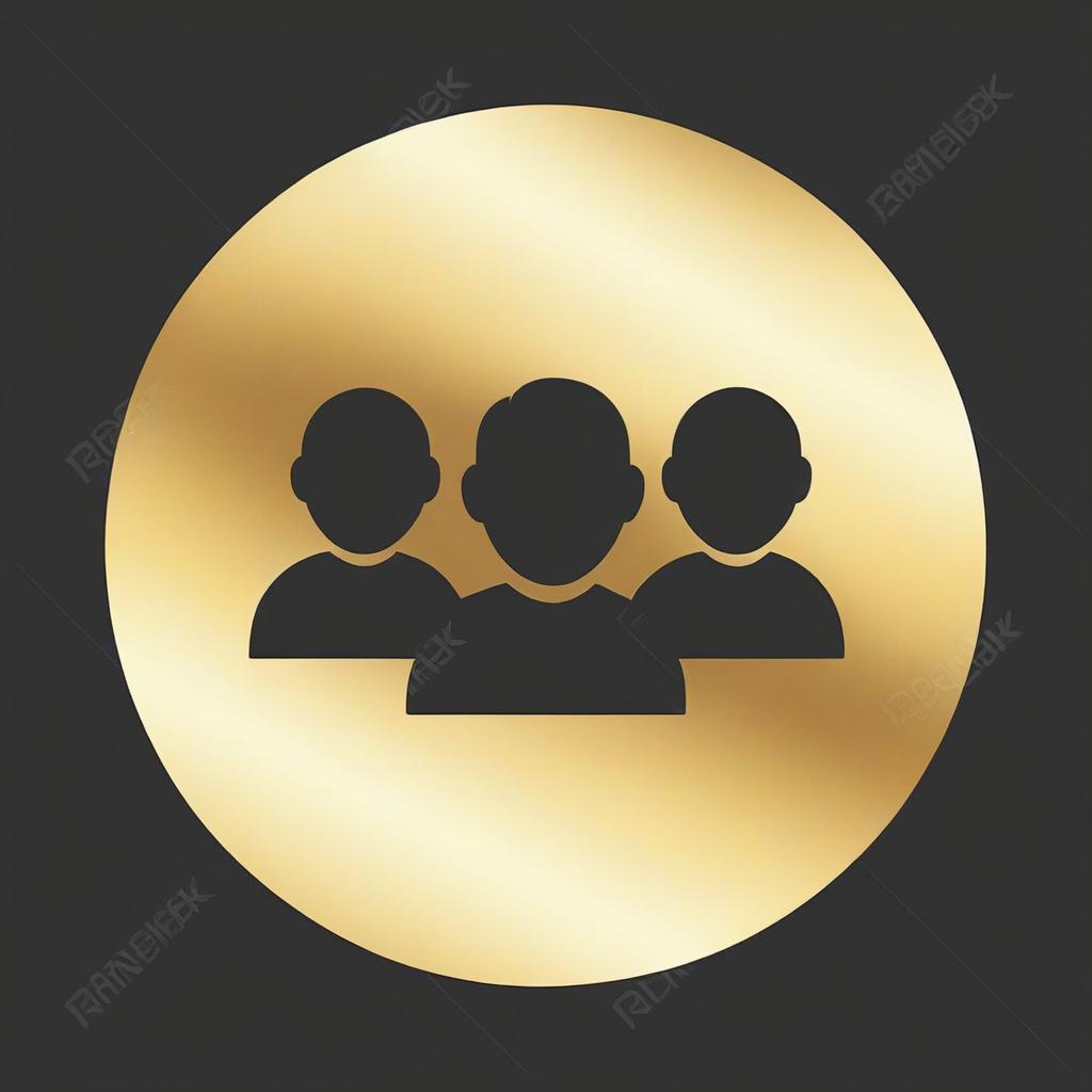  create a golden friends icon on a black background hyperrealistic, full body, detailed clothing, highly detailed, cinematic lighting, stunningly beautiful, intricate, sharp focus, f/1. 8, 85mm, (centered image composition), (professionally color graded), ((bright soft diffused light)), volumetric fog, trending on instagram, trending on tumblr, HDR 4K, 8K