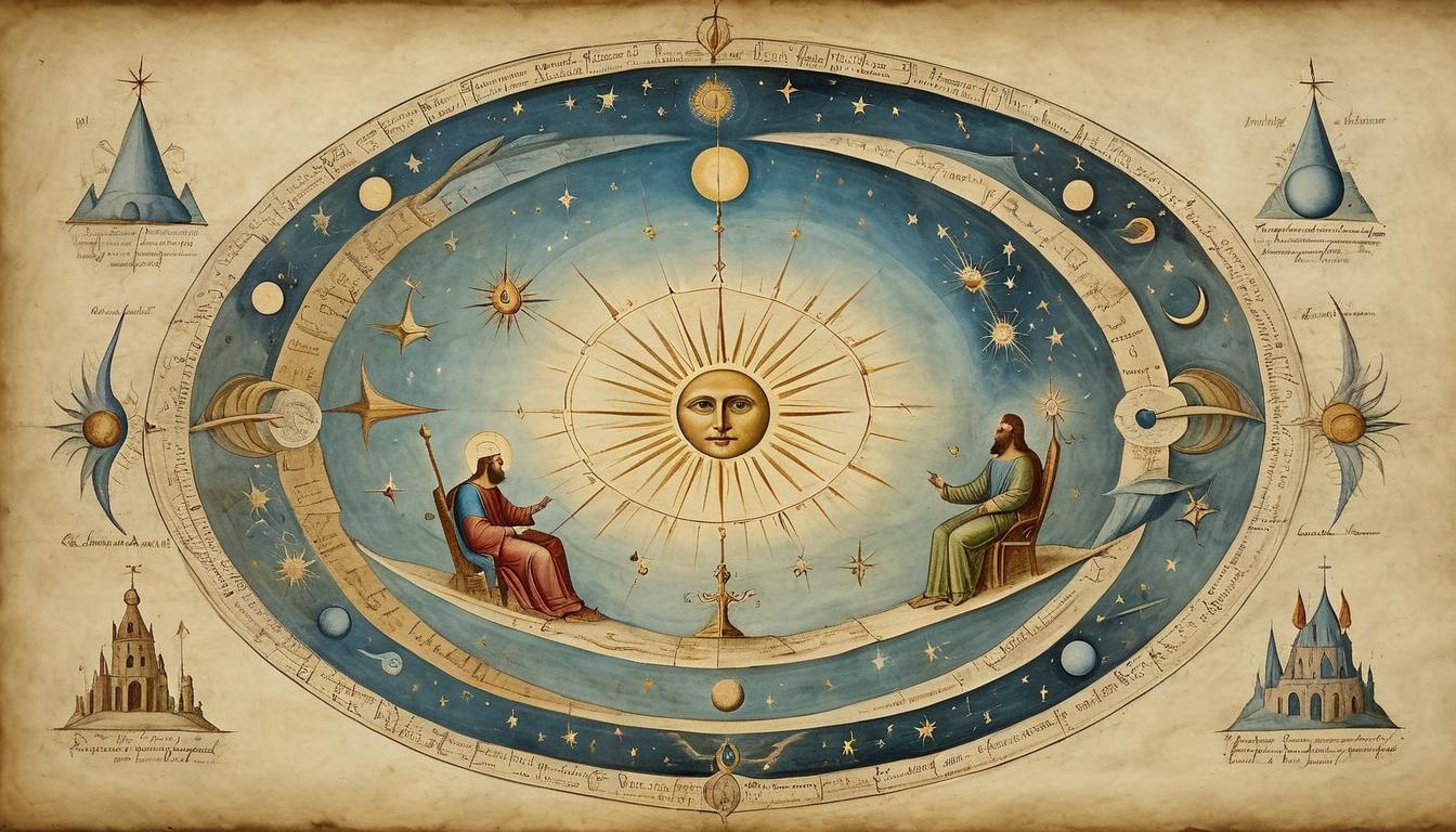  on parchment, surrealism+++, a celestial being restoring sight to a figure, transformative light enveloping them, symbolic of divine restoration(mysterious, provocative, symbolic,muted color)+++