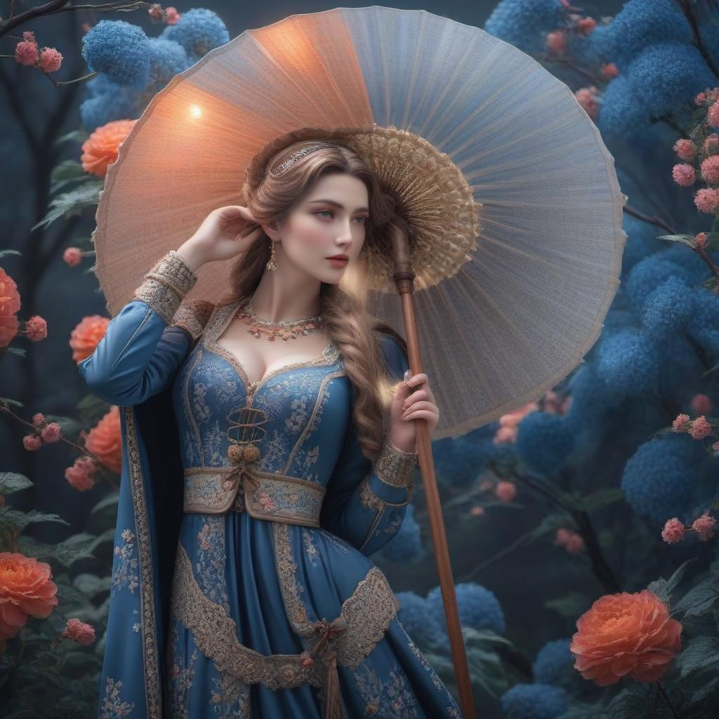  Porcelain shepherdess hyperrealistic, full body, detailed clothing, highly detailed, cinematic lighting, stunningly beautiful, intricate, sharp focus, f/1. 8, 85mm, (centered image composition), (professionally color graded), ((bright soft diffused light)), volumetric fog, trending on instagram, trending on tumblr, HDR 4K, 8K