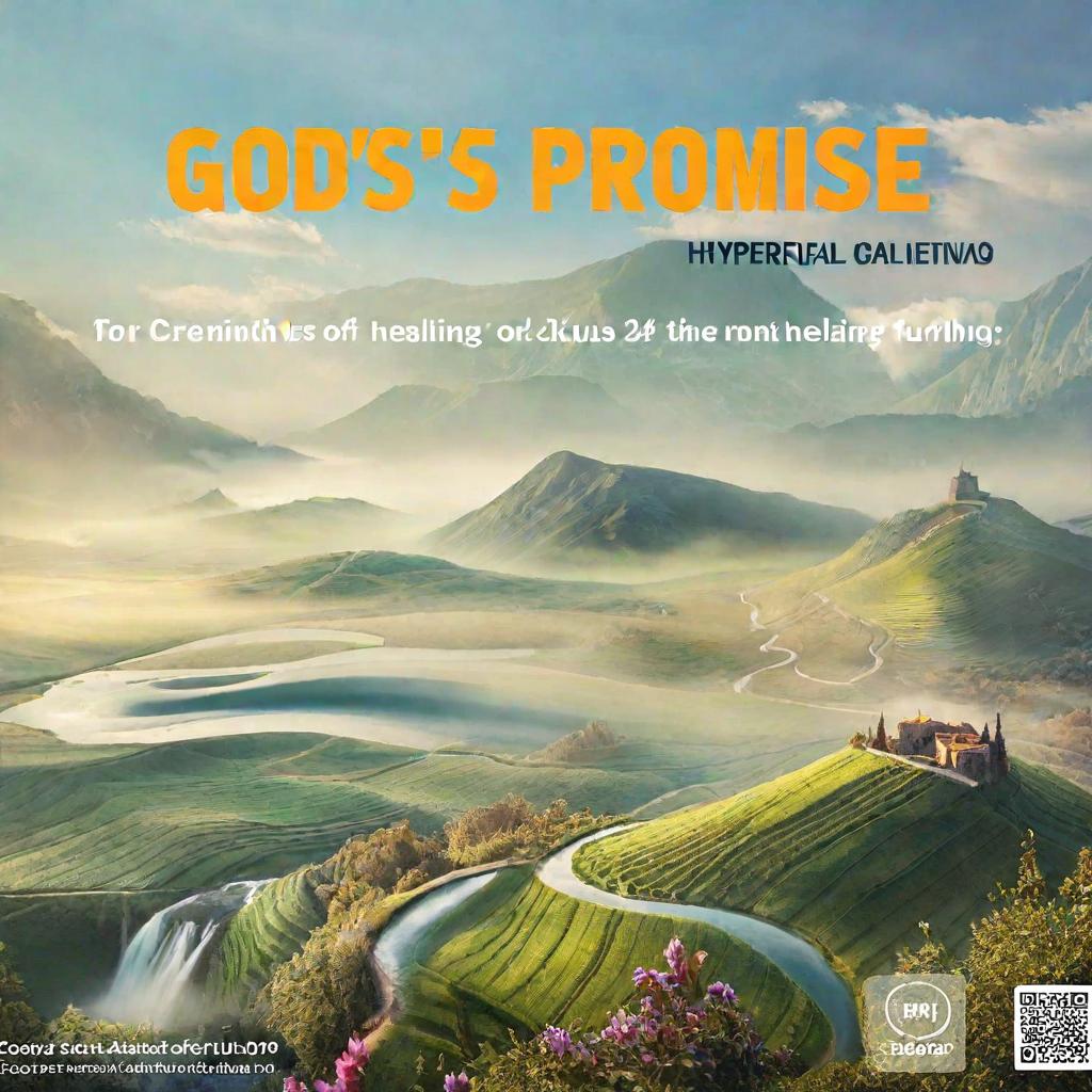  design an image for a chapter: 9.1 god’s promise of healing. do not include any text in the image. hyperrealistic, full body, detailed clothing, highly detailed, cinematic lighting, stunningly beautiful, intricate, sharp focus, f/1. 8, 85mm, (centered image composition), (professionally color graded), ((bright soft diffused light)), volumetric fog, trending on instagram, trending on tumblr, HDR 4K, 8K