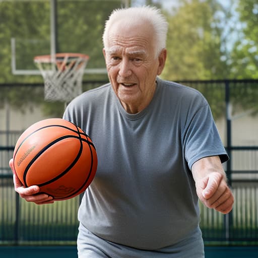  old man playing basketball