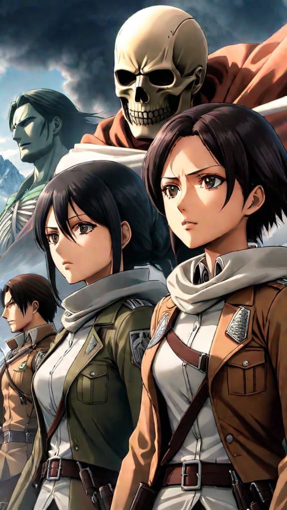  anime art depicting the ackerman clan's tragic fate of secrecy and survival in attack on titan. hyperrealistic, full body, detailed clothing, highly detailed, cinematic lighting, stunningly beautiful, intricate, sharp focus, f/1. 8, 85mm, (centered image composition), (professionally color graded), ((bright soft diffused light)), volumetric fog, trending on instagram, trending on tumblr, HDR 4K, 8K