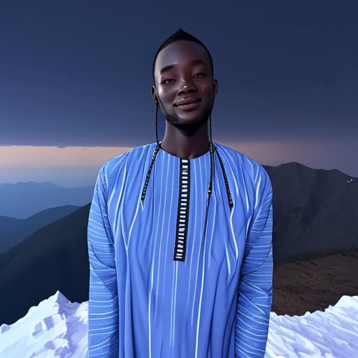  A fair skin Ghanaian standing on mountain at night with a pure heart in his 