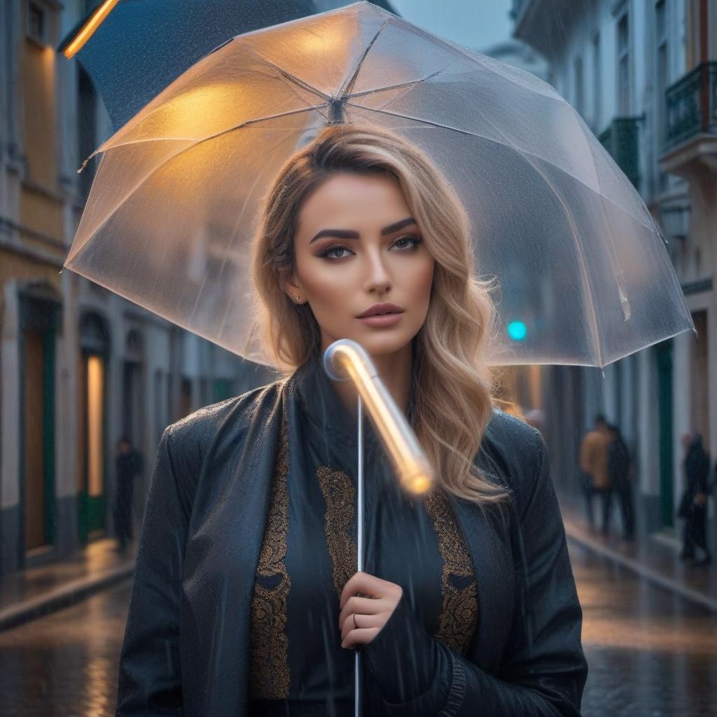  Rain in Lisbon, beautiful deserted urban landscape hyperrealistic, full body, detailed clothing, highly detailed, cinematic lighting, stunningly beautiful, intricate, sharp focus, f/1. 8, 85mm, (centered image composition), (professionally color graded), ((bright soft diffused light)), volumetric fog, trending on instagram, trending on tumblr, HDR 4K, 8K