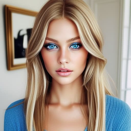  Brown and blonde haired women glamour with blue eyes