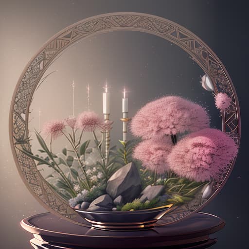  digital image. far background. classic japanese ikebana. (high). one single pink chrysanthemum flower in a small vase. tall stem, graceful carved leaves. an unusual variety of chrysanthemum. ladybug, dewdrop. (two smooth polished stones with veins: 1,4). background: (view of rock garden). bokeh. sparks, light effects. high contrast. beauty, refinement. austerity, elegance, meditation, harmony. photorealism, hyperrealism. studio, professional shooting., (intricate details:1.12), hdr, (intricate details, hyperdetailed:1.15) hyperrealistic, full body, detailed clothing, highly detailed, cinematic lighting, stunningly beautiful, intricate, sharp focus, f/1. 8, 85mm, (centered image composition), (professionally color graded), ((bright soft diffused light)), volumetric fog, trending on instagram, trending on tumblr, HDR 4K, 8K