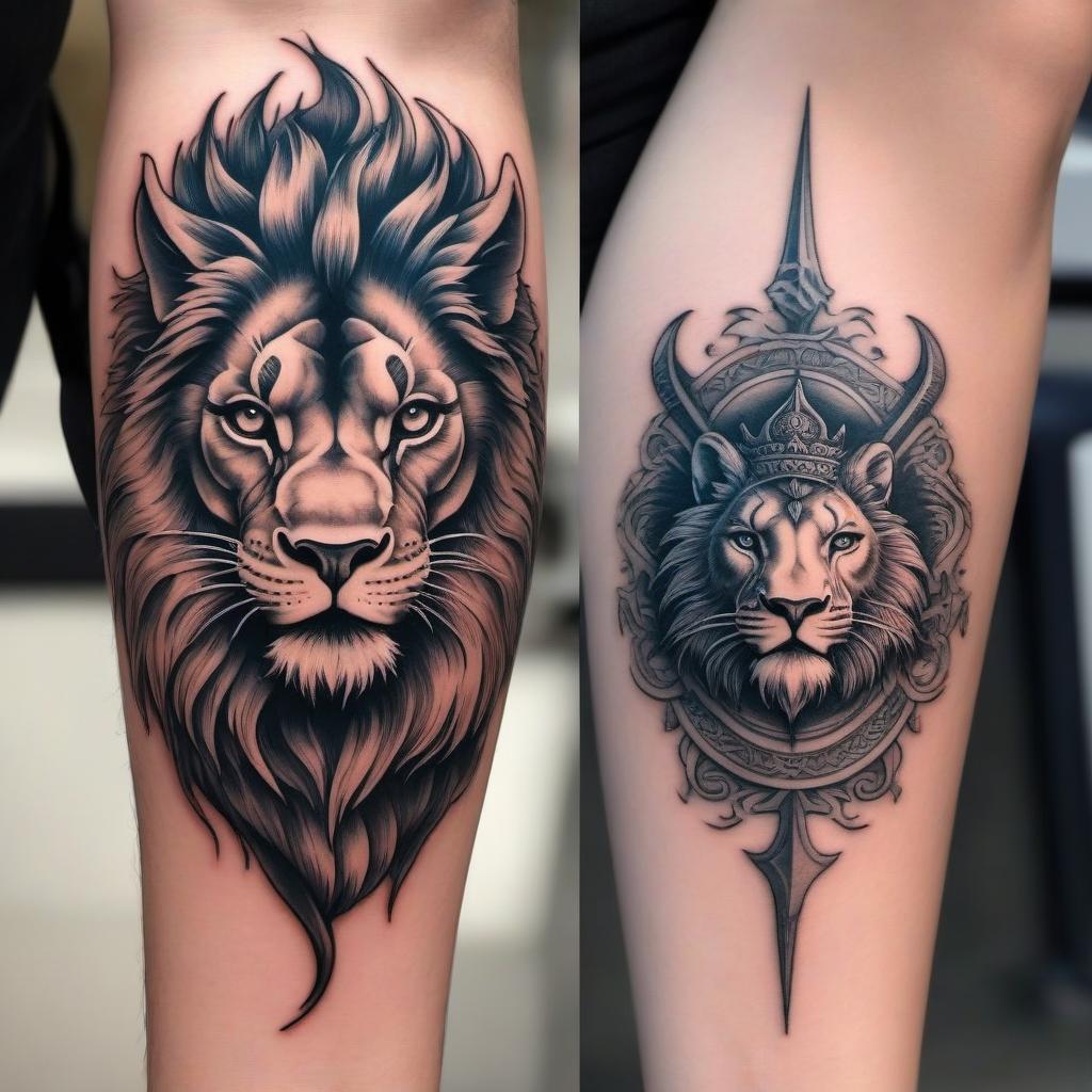  Dragon + lion tattoo