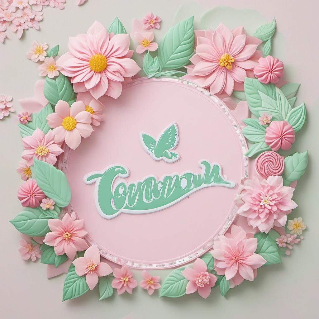  logo of my brand called anime com doces colors light pink and light green, with a brigadeiro with anime features and sakura flowers , profile image style