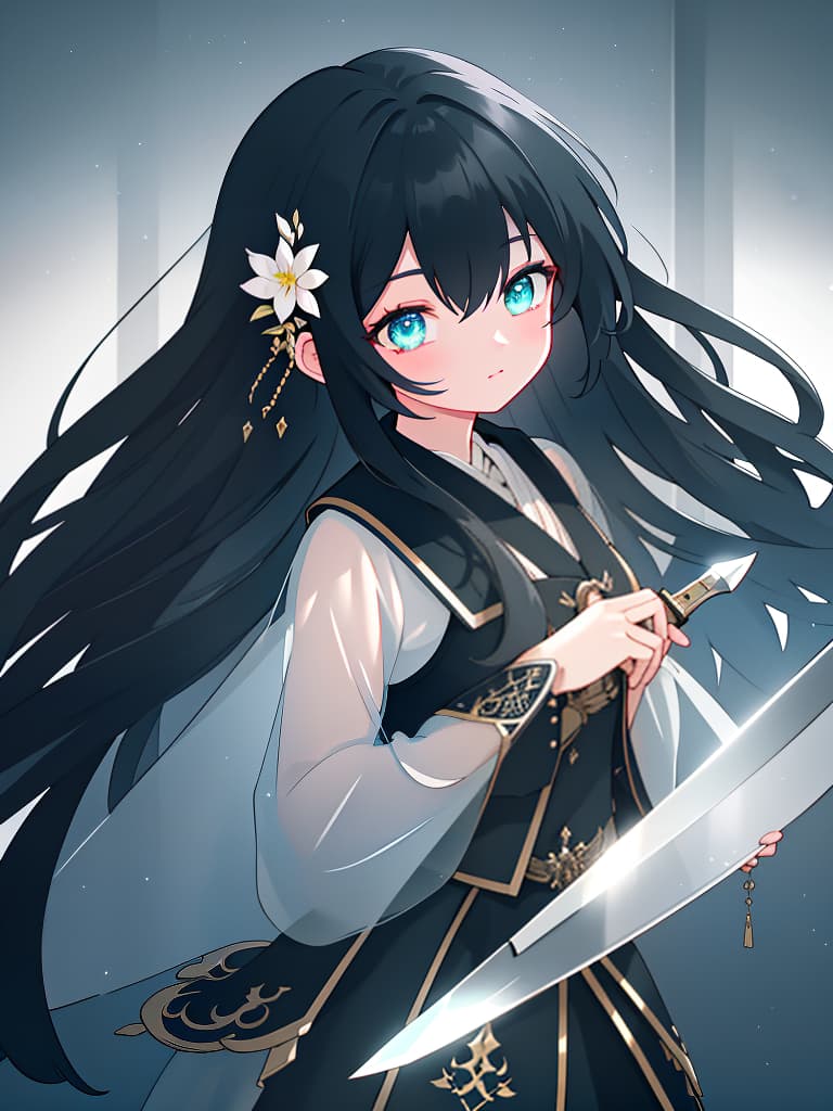  black hair girl with a knife, masterpiece, best quality,8k,ultra detailed,high resolution,an extremely delicate and beautiful,hyper detail hyperrealistic, full body, detailed clothing, highly detailed, cinematic lighting, stunningly beautiful, intricate, sharp focus, f/1. 8, 85mm, (centered image composition), (professionally color graded), ((bright soft diffused light)), volumetric fog, trending on instagram, trending on tumblr, HDR 4K, 8K