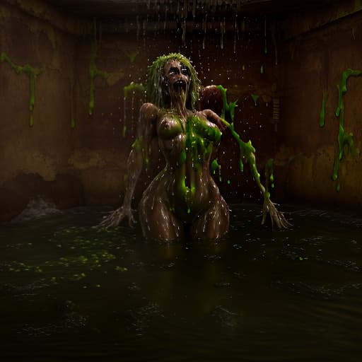  Completely naked, a woman lies full length in the stomach, dissolving, being dissolved alive, eaten, acid, , , in the stomach, half dissolved, slime, covered in brown secretions, head in slime, wet, the body is melting, the body is digesting the acid, in the stomach, around the stomach, all in the stomach, acid burns, view from inside the womb, bones, skin dissolving, slippery, saliva, 3D, like food hyperrealistic, full body, detailed clothing, highly detailed, cinematic lighting, stunningly beautiful, intricate, sharp focus, f/1. 8, 85mm, (centered image composition), (professionally color graded), ((bright soft diffused light)), volumetric fog, trending on instagram, trending on tumblr, HDR 4K, 8K