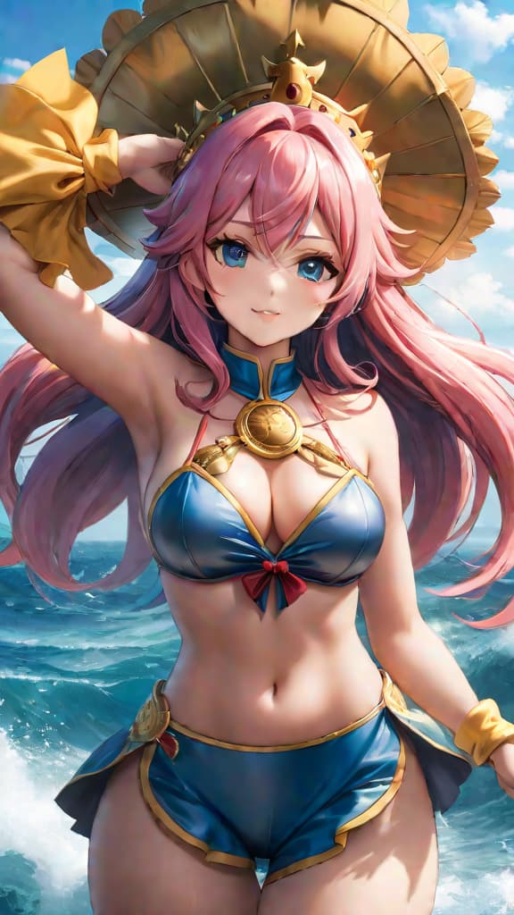  anime art of shirahoshi, poseidon in one piece, controlling sea kings, crucial to sea power balance. hyperrealistic, full body, detailed clothing, highly detailed, cinematic lighting, stunningly beautiful, intricate, sharp focus, f/1. 8, 85mm, (centered image composition), (professionally color graded), ((bright soft diffused light)), volumetric fog, trending on instagram, trending on tumblr, HDR 4K, 8K