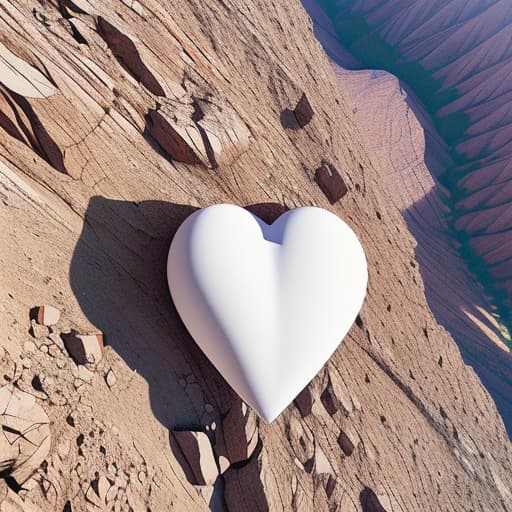  A clean decorated human heart on top of a mountain