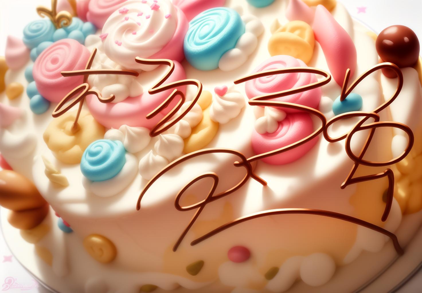  best quality, ultra high resolution, perfect lighting, cute cartoon birthday cake, multi layered, full and rounded, front view, complete cake, detailed frosting decorations, colorful layers, playful design, smooth lines, friendly appearance, bright and cheerful colors, whimsical patterns, intricate icing details, charming cake toppers, fun and playful decorations, joyful and festive atmosphere, visually appealing, non realistic, cartoonish elements, 3d appearance, dimensional layers, textured frosting, cream, frosting, chocolate chips, sprinkles, ganache, drizzled icing, whipped cream, edible decorations, decorative patterns, candles, small amount of fruit, clean background, (masterpiece:1.2), (extremely detailed:1.2), (8k:1.2)