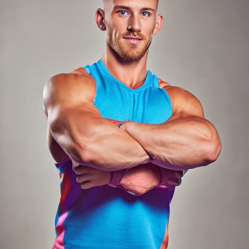 portrait+ style Russian LGBT queer fitness trainer blonde hunk dilf dude face