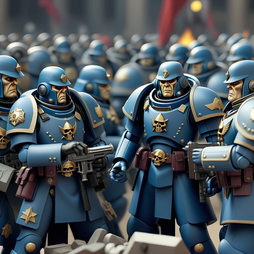  warhammer 40000 inspired 8k raw photo, scattered generals in military suits strategizing over, high quality image, sharp focus, back , ass