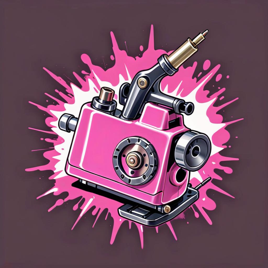  anime artwork draw a rotary tattoo machine in pink . anime style, key visual, vibrant, studio anime, highly detailed, logo