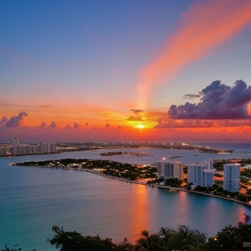  Gorgeous romantic sunset, cliffside onlooking the beautiful city of miami