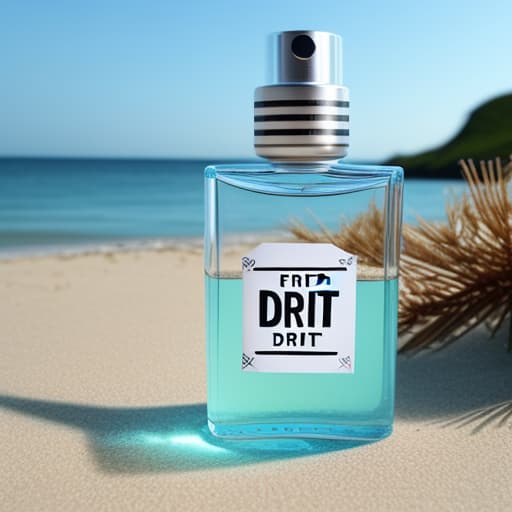  Fort bottle perfume with the word drift on it with beach background