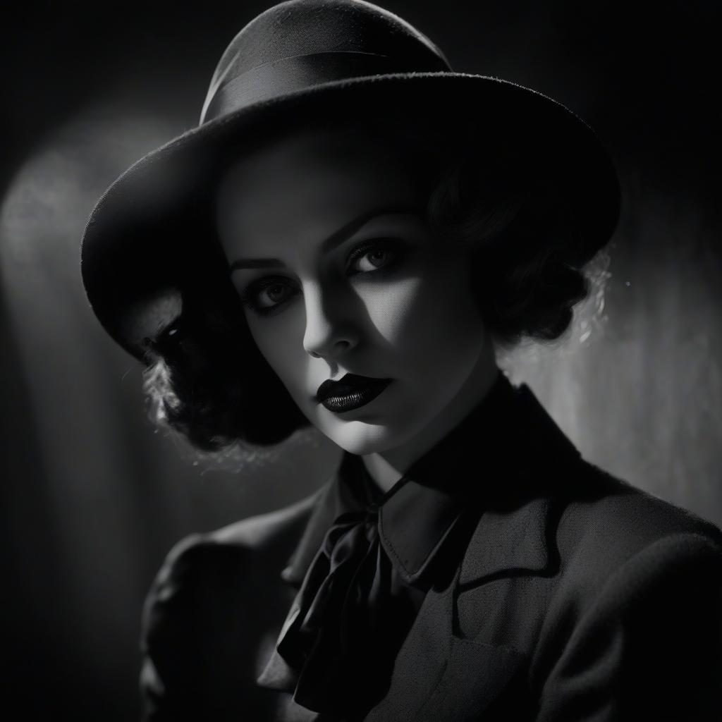  film noir style sur, goth, steampunk, death. . monochrome, high contrast, dramatic shadows, 1940s style, mysterious, cinematic