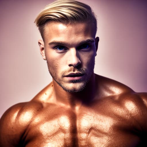 portrait+ style Swedish LGBT queer bodybuilder blonde hunk dude face